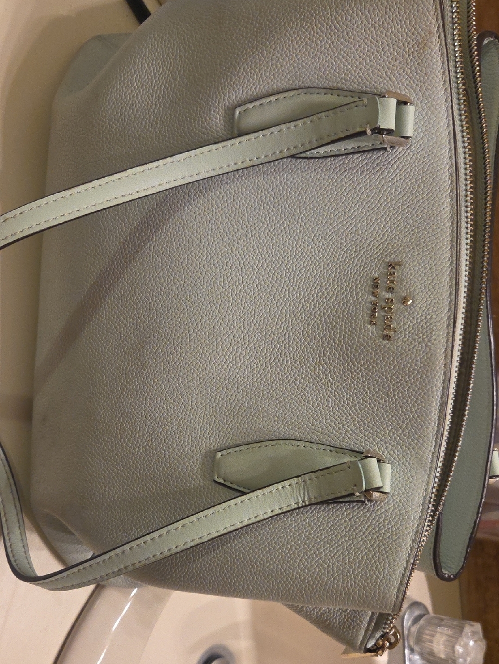 kate spade mint green pebbled leather satchel
